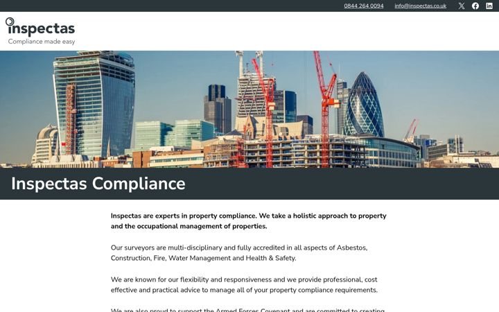 Screenshot of inspectas.co.uk