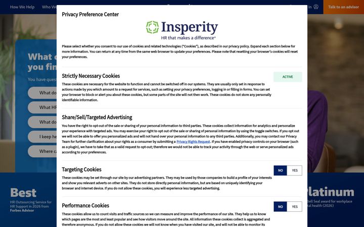 Screenshot von insperity.com