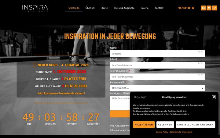 Screenshot of inspira-tanzschule.de