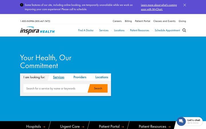 Snímek obrazovky inspirahealthnetwork.org