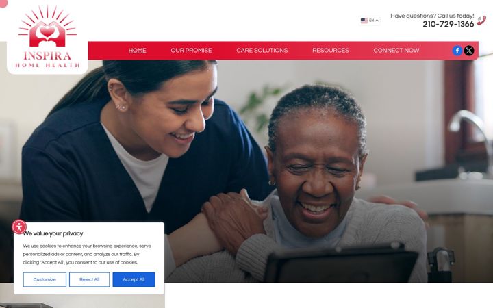 Screenshot of inspirahomehealth.com