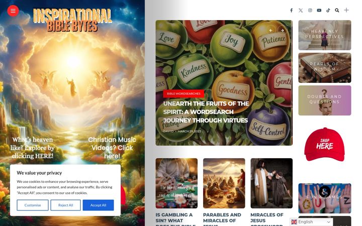 Screenshot of inspirationalbiblebytes.com