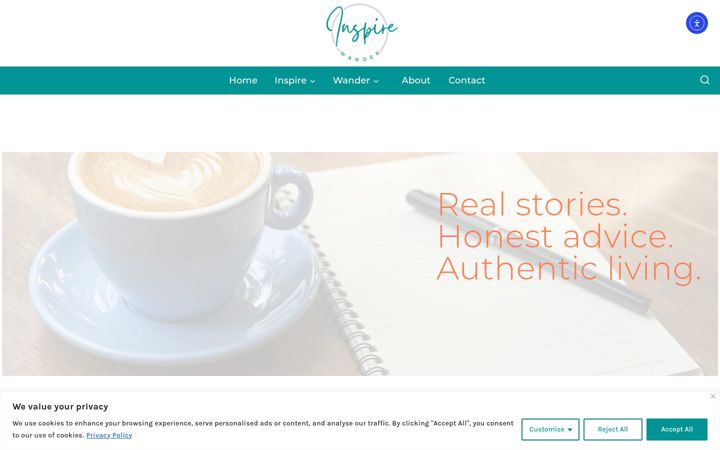 Screenshot of inspireandwander.com