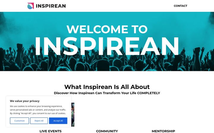 Screenshot of inspireanx.com