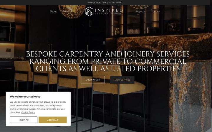 Screenshot of inspired-bespokejoinery.co.uk