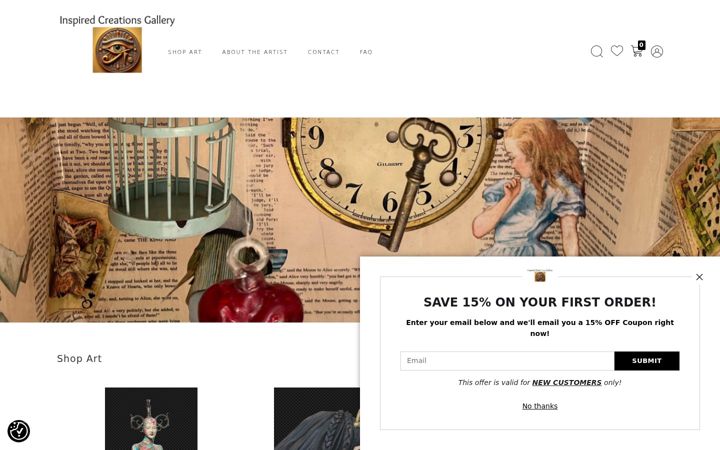 Screenshot of inspiredcreationsgallery.com
