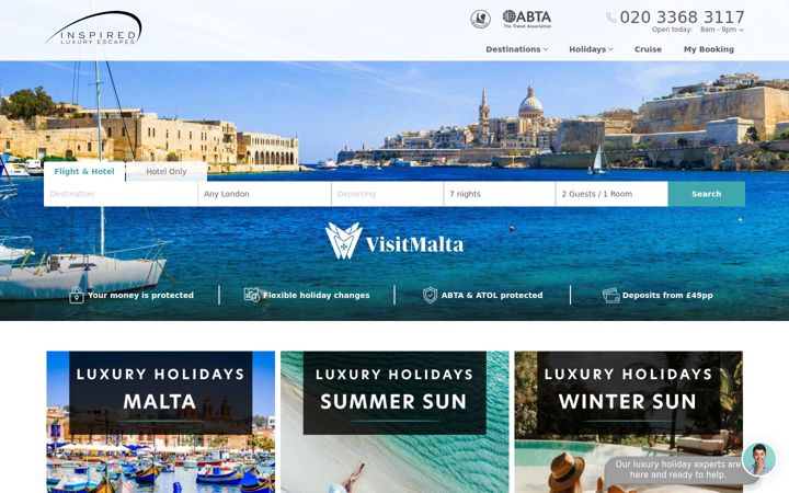 Screenshot of inspiredluxuryescapes.com