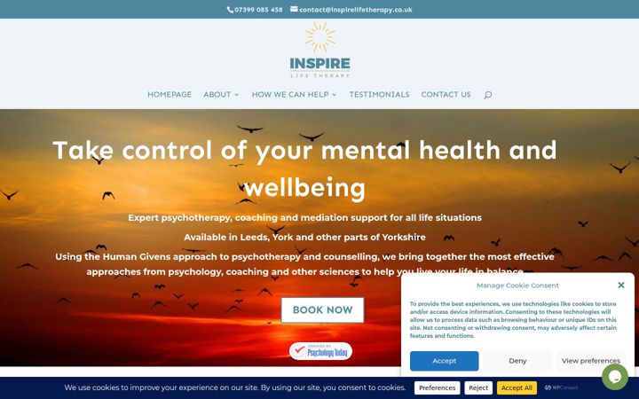 Screenshot of inspirelifetherapy.co.uk