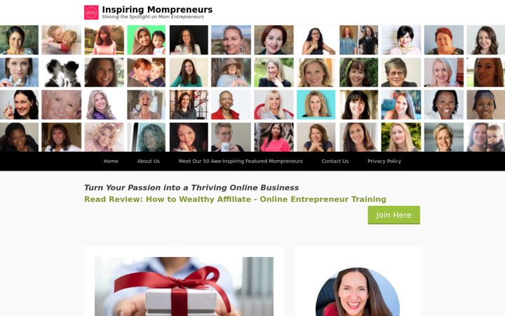 Screenshot of inspiringmompreneurs.com