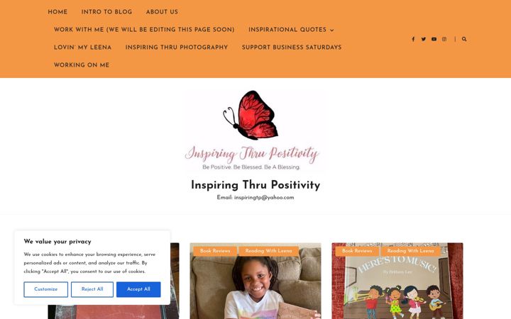 Screenshot of inspiringthrupositivity.com