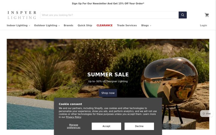 Screenshot of inspyerlighting.co.uk