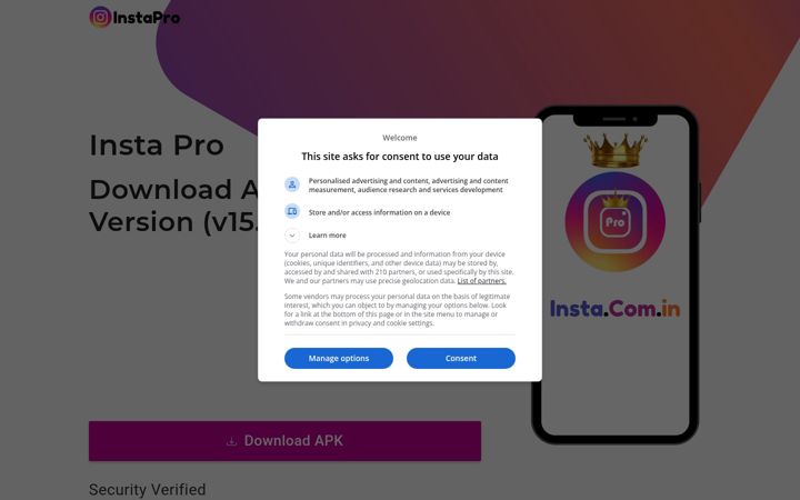 Screenshot of insta.com.in