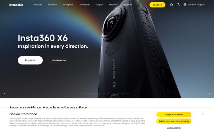 Screenshot of insta360.com