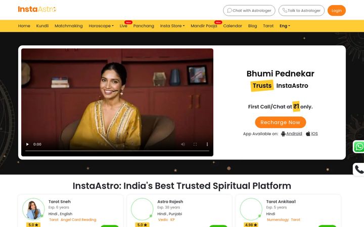 Screenshot of instaastro.com