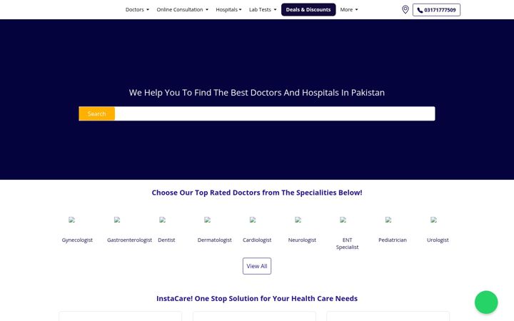 Screenshot of instacare.pk