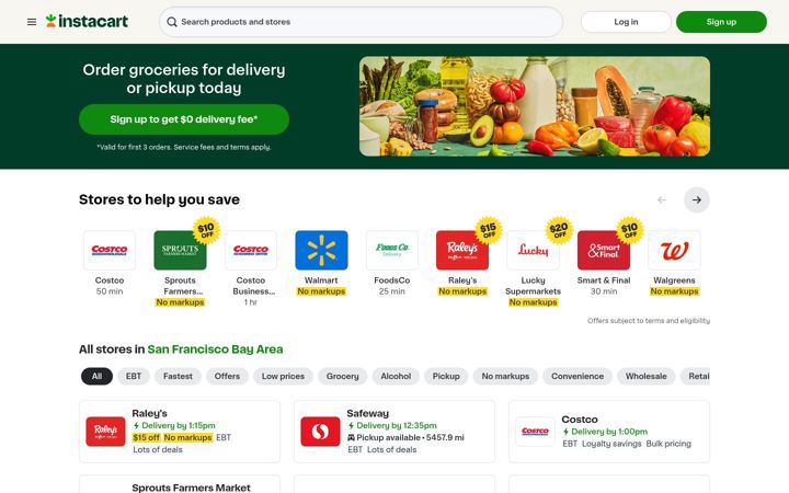 Ekrano kopija instacart.com