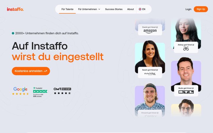 Screenshot of instaffo.com