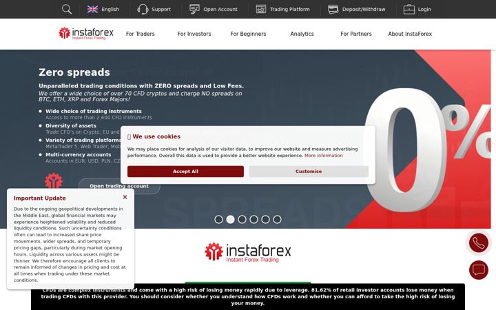 Screenshot of instaforex.eu