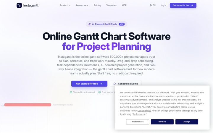 Screenshot of instagantt.com