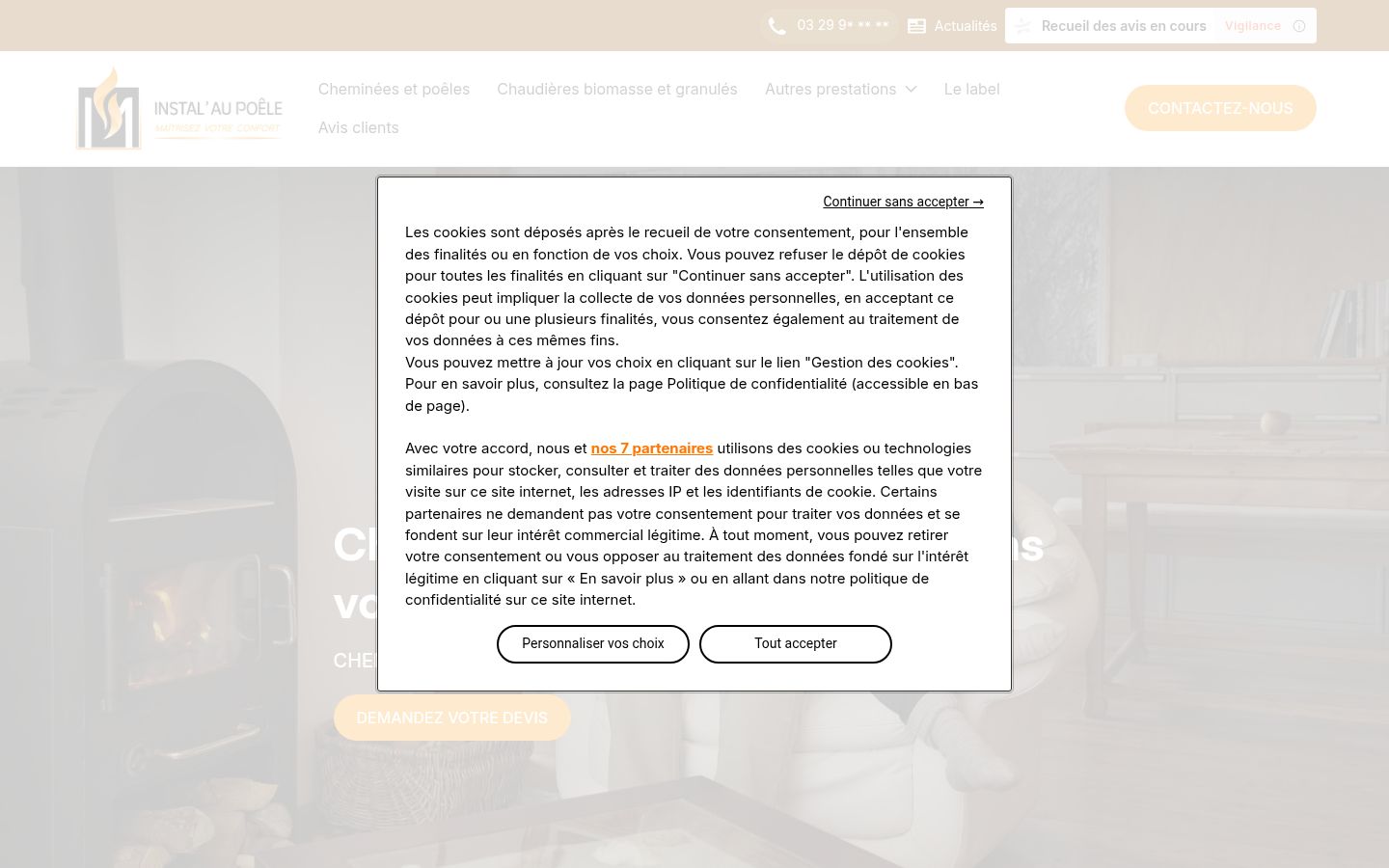 Screenshot of the consent banner shown before any interaction