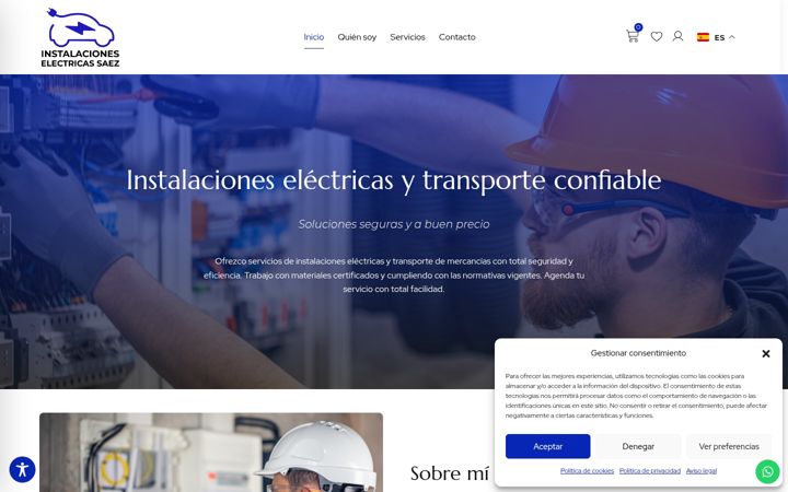 Screenshot of instalacioneselectricasaez.com