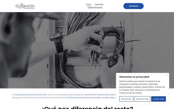 Screenshot of instalacioneselectricasmanchon.com