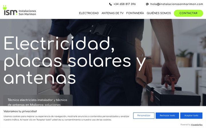 Screenshot of instalacionessonmarimon.com