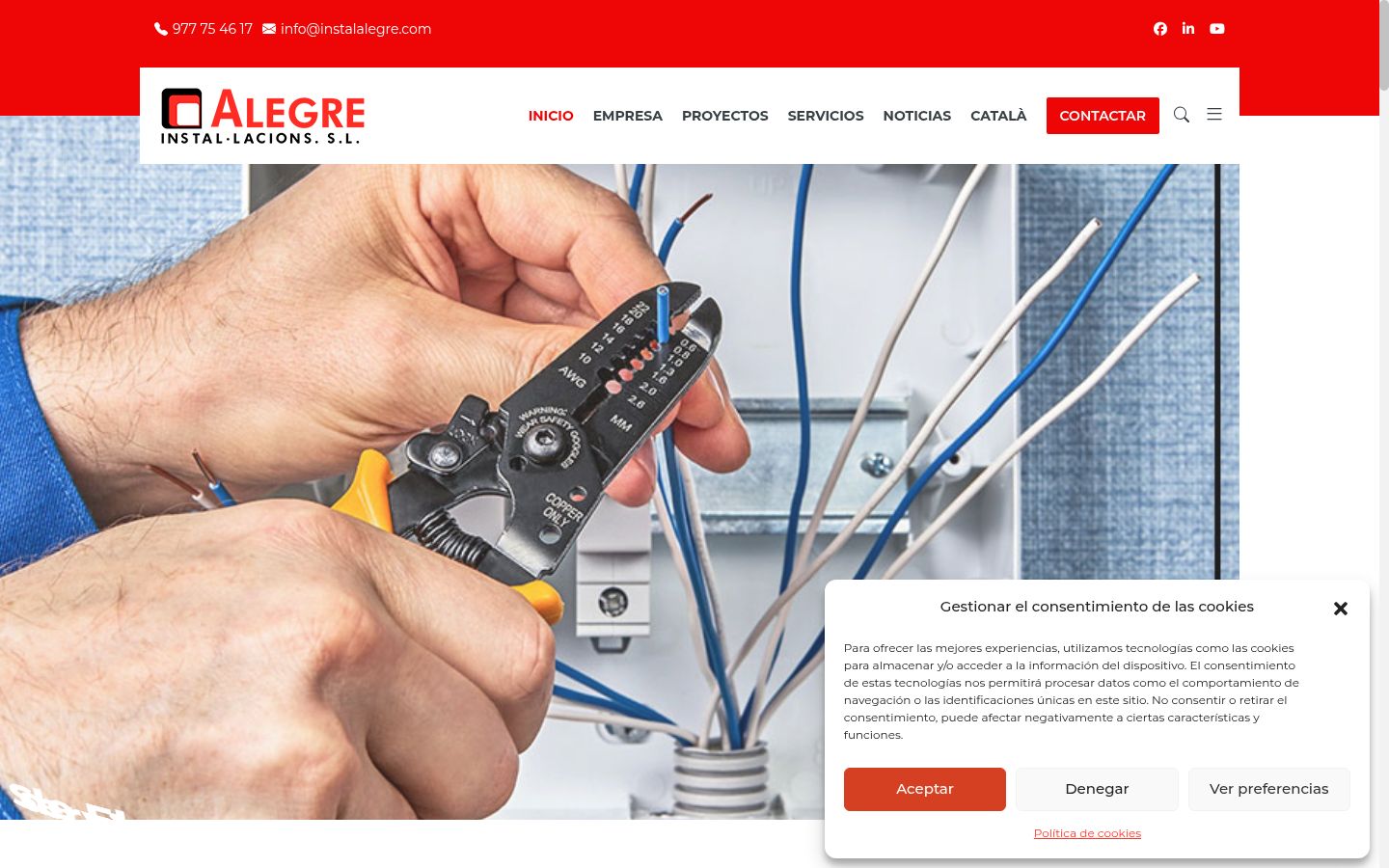 Screenshot del banner di consenso mostrato prima di qualsiasi interazione