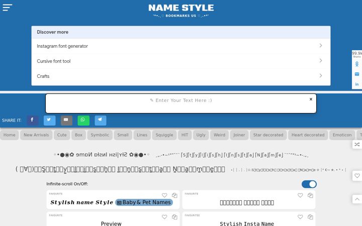 Screenshot of instanamestyle.com