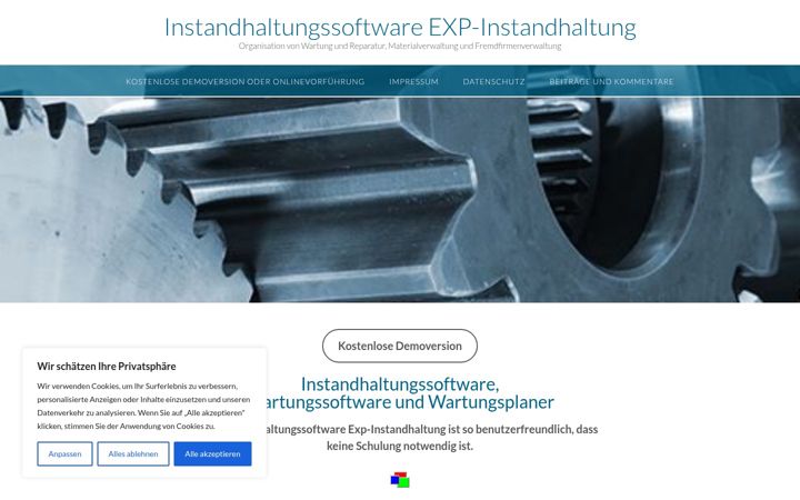 Screenshot of instandhaltungssoftware.eu