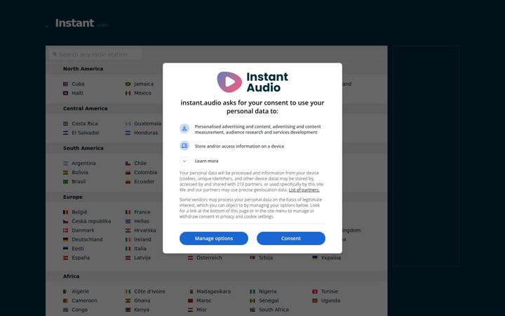 Screenshot of instant.audio