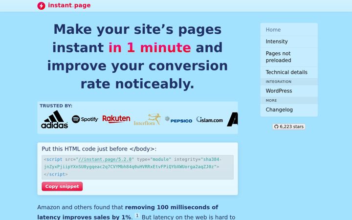 Screenshot of instant.page