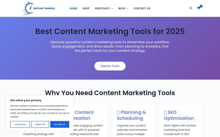 Screenshot of instantbundle.com