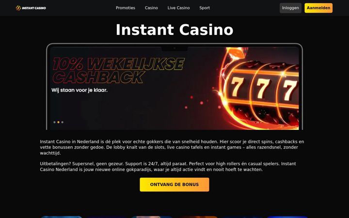Captura de pantalla de instantcasinos.nl