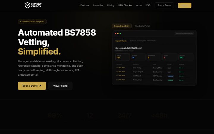 Screenshot of instantcheck.co.uk