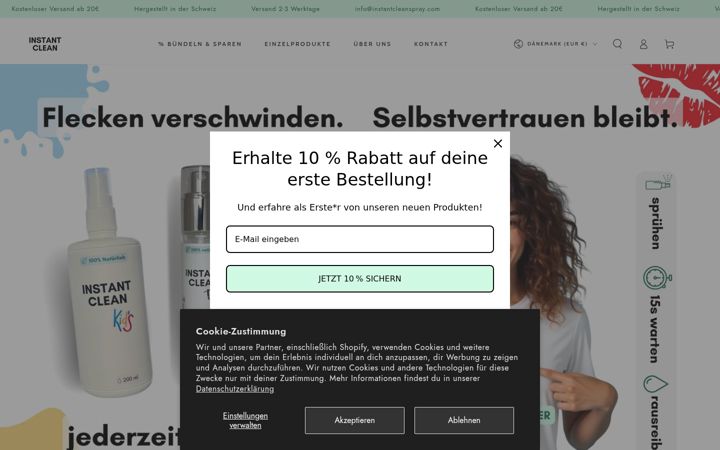 Screenshot of instantcleanspray.com