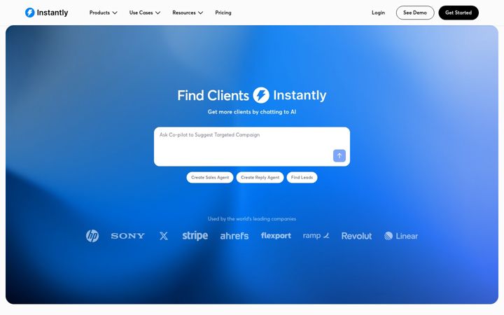 Capture d'écran de instantly.ai