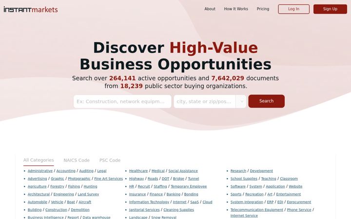 Screenshot of instantmarkets.com