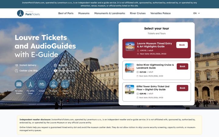 Screenshot of instantparistickets.com