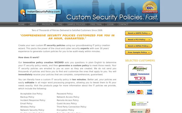 Screenshot of instantsecuritypolicy.com