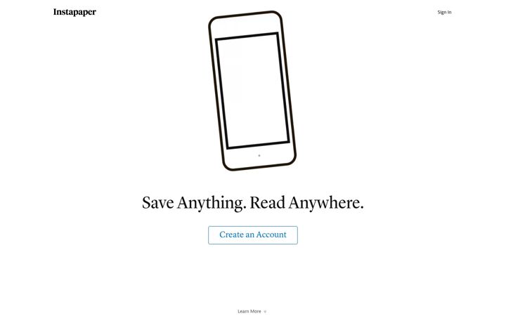 Captura de pantalla de instapaper.com