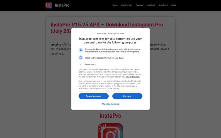 Screenshot of instaproo.com