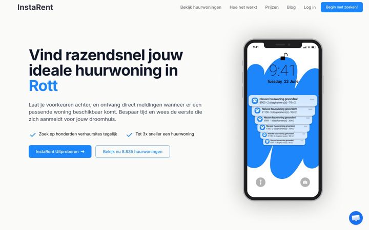 Screenshot of instarent.nl
