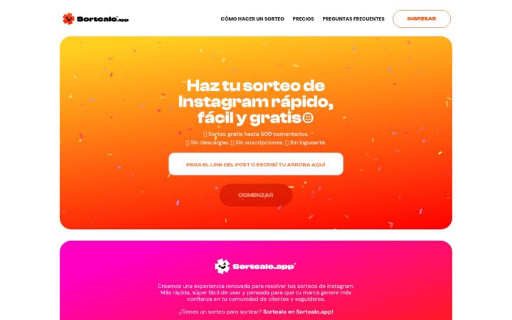 Screenshot of instasorteos.com