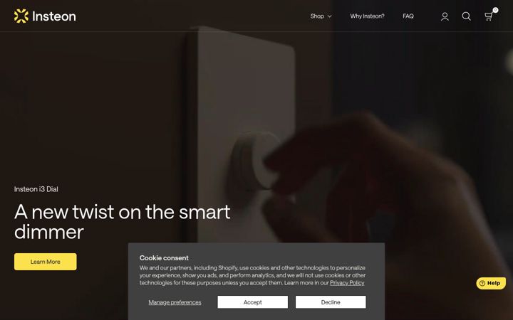 Screenshot of insteon.com