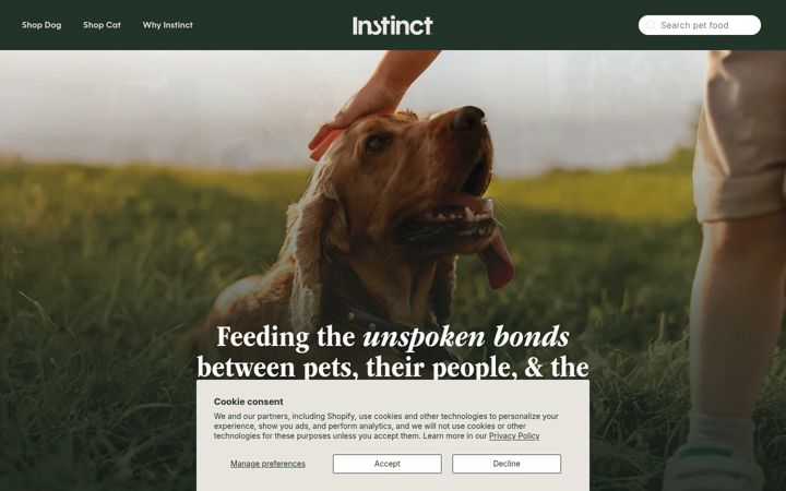 Screenshot of instinctpetfood.com