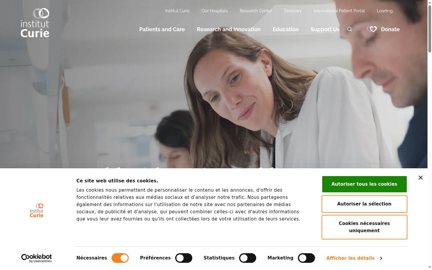 Screenshot of the consent banner shown before any interaction
