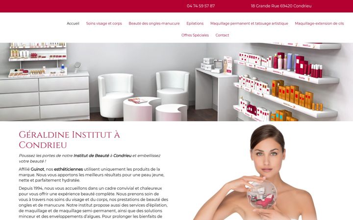 Screenshot of institutdebeaute-geraldine-condrieu.fr