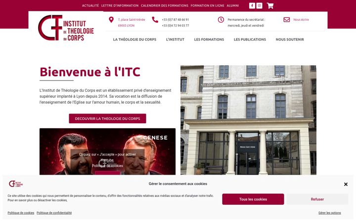 Screenshot of institutdetheologieducorps.org
