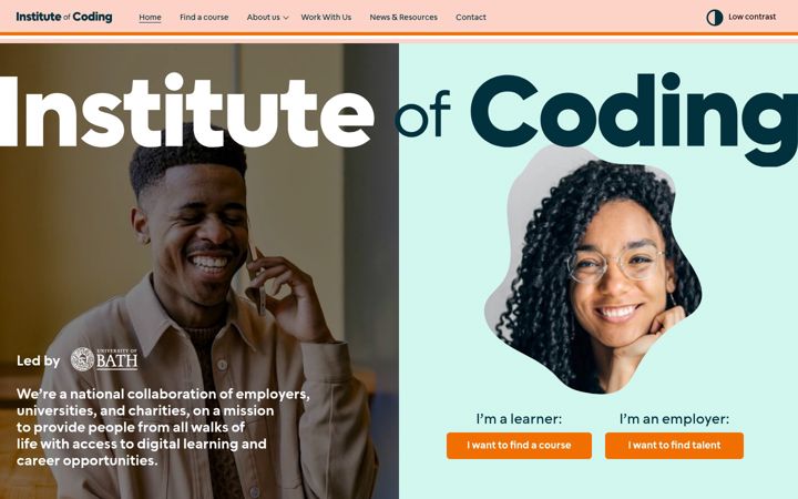 Screenshot of instituteofcoding.org
